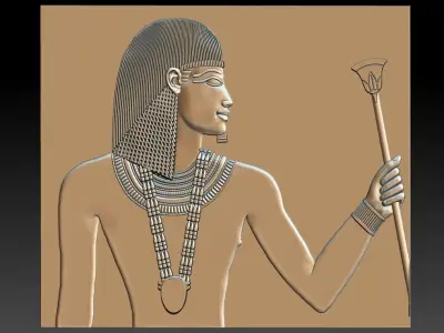 Egyptian Pharaoh bas-relief 3d stl model cnc 3D print model