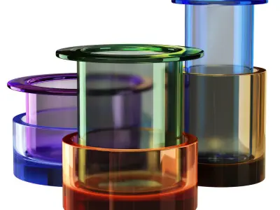 Tricolore Collection of Vases by Sebastian Herkner Low-poly 3D model