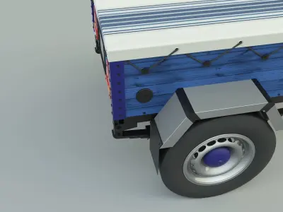 blue car trailer model 3D model