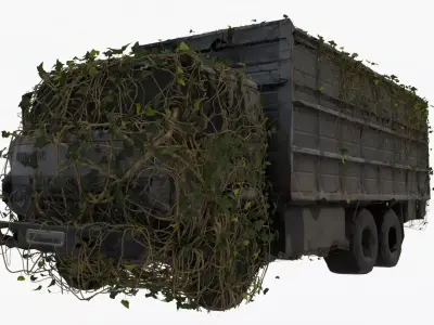 Ruined truck coved with ivy 3D model