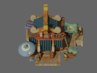 Cartoon Oriental architecture 3D model