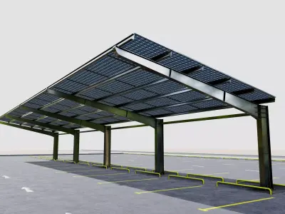L TypeSolar Carport Type 3D model