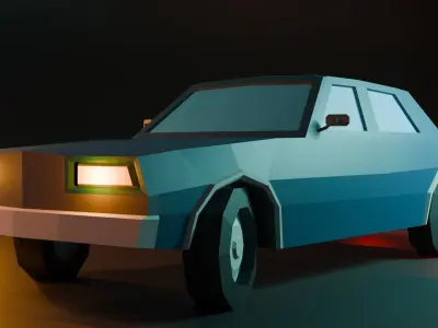 Low Poly Old Sedan Car Low-poly 3D model