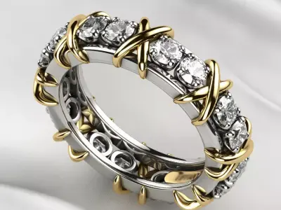 X Ring 3mm Stones Gold 3D print model