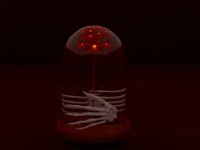 Flower Under The Glass Dome PBR high-poly  3D model