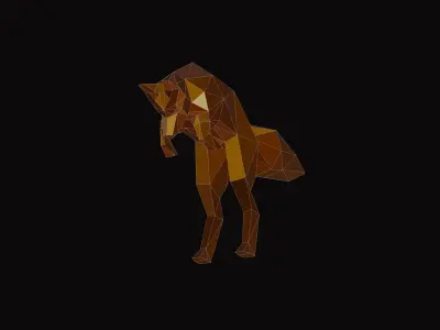 Polygonal Jumping Fox Low-poly 3D model