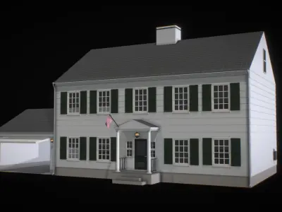 Colonial  House Free low-poly 3D model