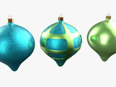 Christmas Tree Ornament Set8 - Turquoise Green  Low-poly 3D model