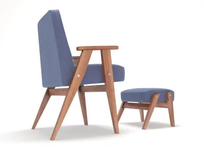 Retro Blue Chair and Ottoman 3D model