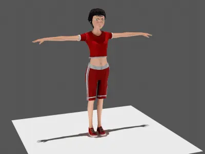 Sport Female Humanoid Rigged Character Low-poly 3D model