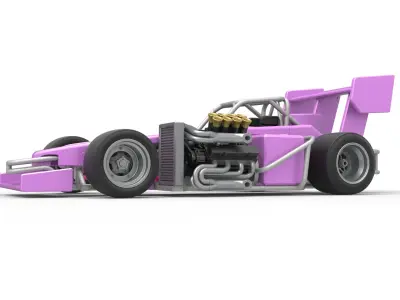 Supermodified front engine race car V2 Scale 1 to 25 3D print model