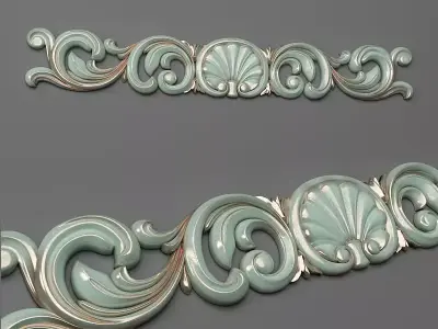 Cartouche pair of decorative ornaments 3D print model