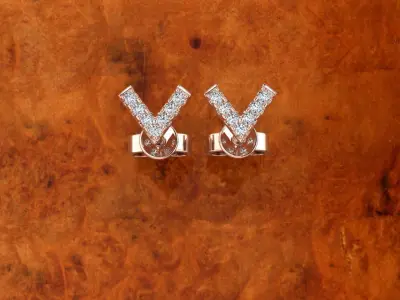 Diamond Jewelry Earring Letter V 3D print model