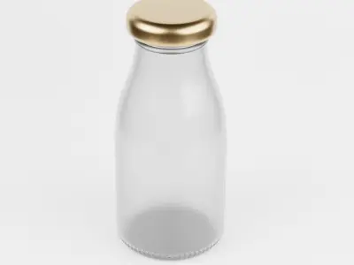 3d milk Glass bottle with golden cap  Low-poly 3D model