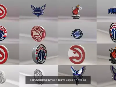 NBA Southeast Division Teams Logos  3D Model Pack