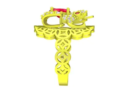 A7092 Lucky Diamond Toad Women Coin Ring 3D print model