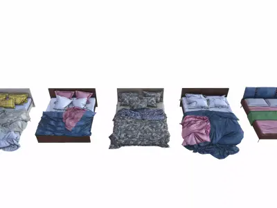 PBR Beds - 5 Pieces 3D model