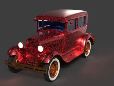 Chinese red classic car  Low-poly 3D model