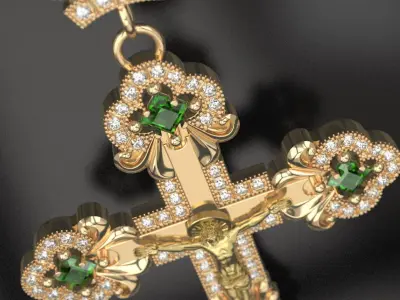 Diamond cross with crucifixion 3D print model