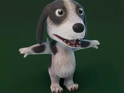 Cartoon Hound Dog 3D Model Low-poly 3D model