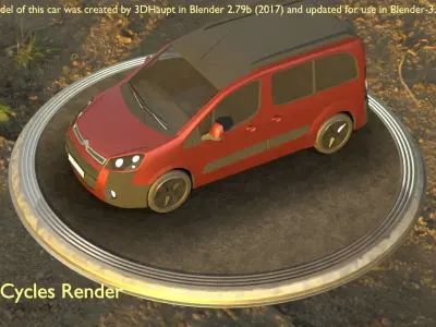 City Car 90 Utility Vehicles Van Type-D Brown Low-poly 3D model