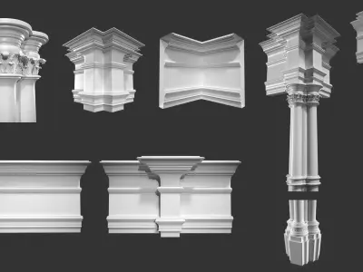 Highpoly Gothic Column - type 4 3D model