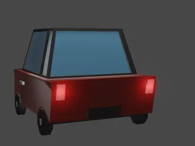 Low-Poly Car with light Low-poly 3D model