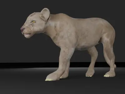 LIONESS ANIMATED Low-poly 3D model