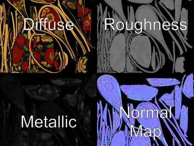 Decorative Floral Spoon D Model Pack Low-poly 3D model