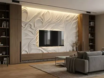 modern panel wall decor set relief stl mural CNC 188  3D model