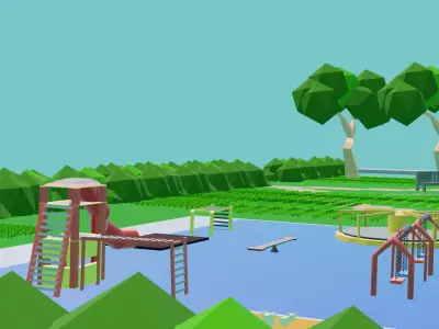 stylized low poly playground Free 3D model
