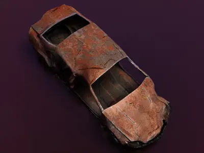 Junkyard Sedan Low-poly 3D model