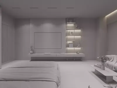 Modern Bedroom Interior Scene Ready to Render 3D model