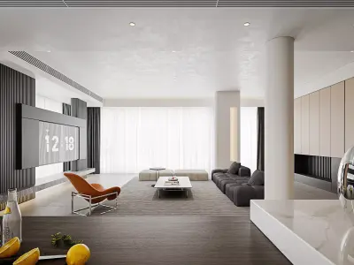 Modern living room dining room interior scenes 302 3D model