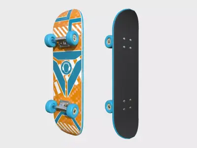 Cartoon Skate 04 Blue Orange - Character Sport Equipment Low-poly 3D model