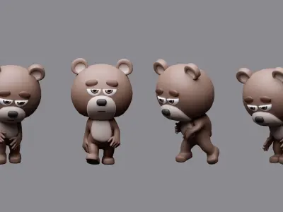 Cartoon character animals Low-poly 3D model
