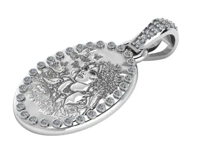 FEMALE AND BIRDS COIN PENDANT 3D PRINTABLE MODEL 3D print model