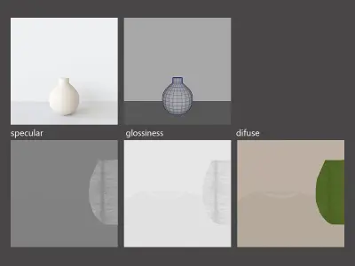 decorationset vase and leaf 3D model