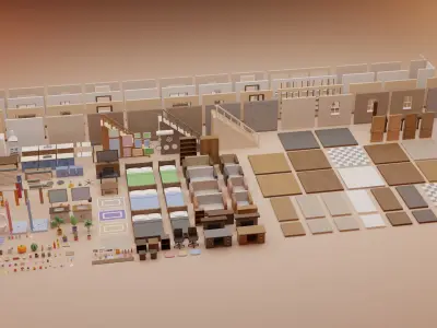 Low Poly Modular Interior Pack Low-poly 3D model