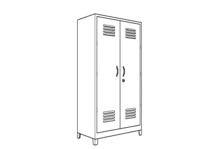 METAL CABINET-DOUBLE LONG-PINK AND CREAM Low-poly 3D model