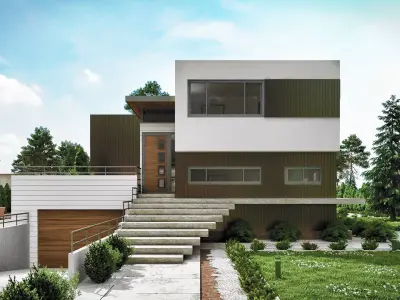 Peters Modern Residential Villa Revit Model Low-poly 3D model