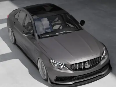 Mercedes C63 with TTR Body Kit Low-poly 3D model