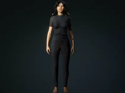 Stylized Female Character Sci-Fi Outfit  Rigged  Game Ready 3D model