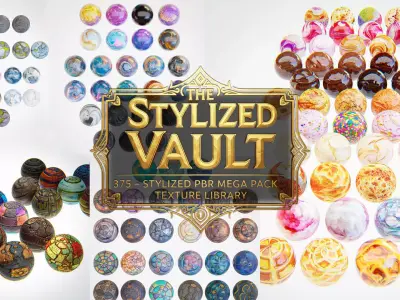 The Stylized Vault 375   Stylized PBR Mega Pack Texture Library Texture