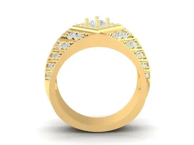 Bold Square Diamond Pave Ring for Men 607 3D print model