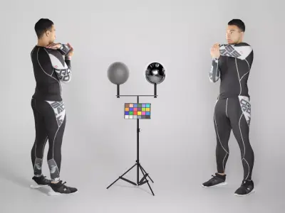 Muscular young man stretching arms 296 Low-poly 3D model