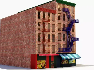 Chicago Brick Building Low-poly 3D model
