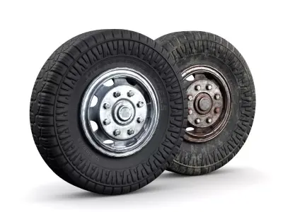 Lowpoly Vintage Truckwheel Low-poly 3D model