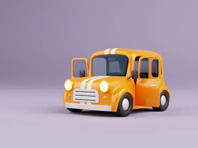 Stylized Cartoon City Car - Fully Rigged 3D model