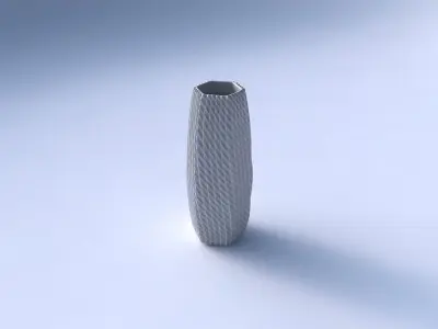 Vase squeezed hexagon with bent extruded pattern 3D print model